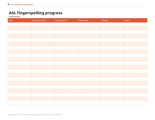 Preview of ASL Fingerspelling Progress Tracker